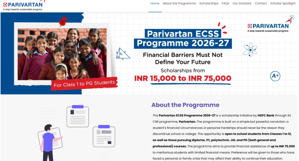 HDFC Parivartan Scholarship 2026-27 Online Apply कैसे करें?